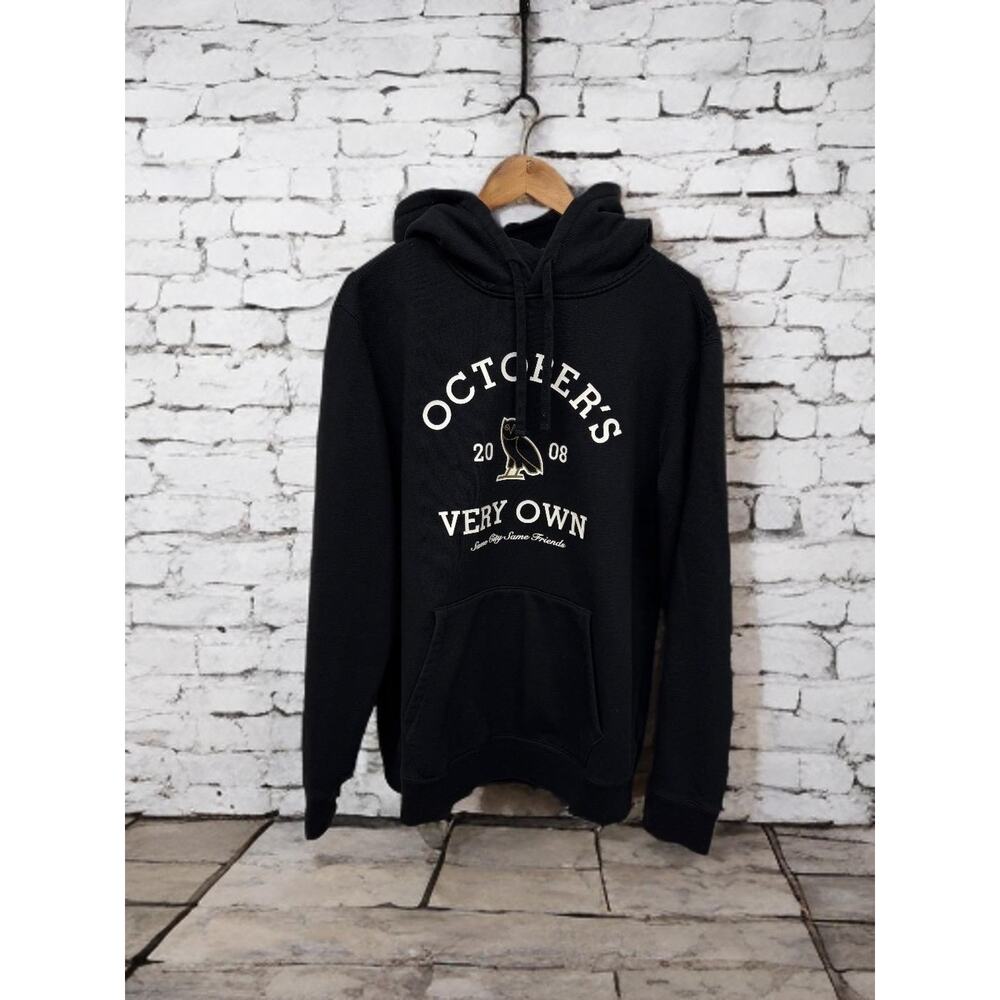 OVO OCTOBER'S VERY OWN COLLEGIATE SCRIPT BLACK HOODIE SWEATSHIRT Sz XL DRAKE